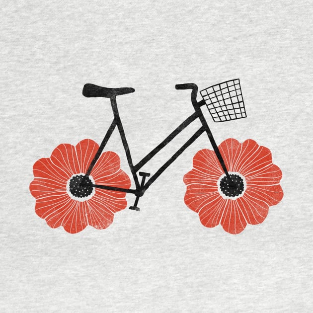 Flowered Powered Bike Red Anemone by Anda